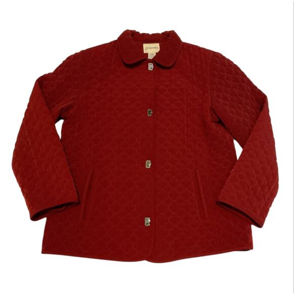 St John's Bay Burgundy Quilted Toggle Coat - Women's L - Picture 1 of 8